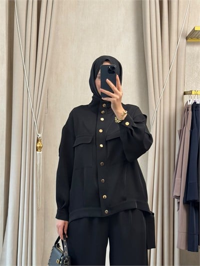 NUSS 1083 Şalvar Pantolonlu  Takım Siyah