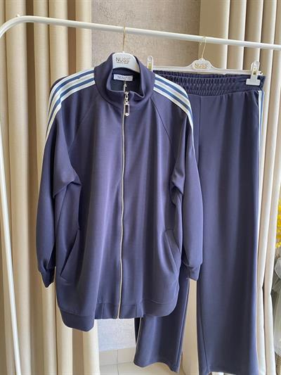 Nuss 1092 Yanı Şerit Detaylı Pantolonlu Takım Lacivert