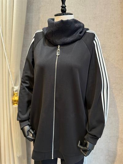 Nuss 1092 Yanı Şerit Detaylı Pantolonlu Takım Siyah