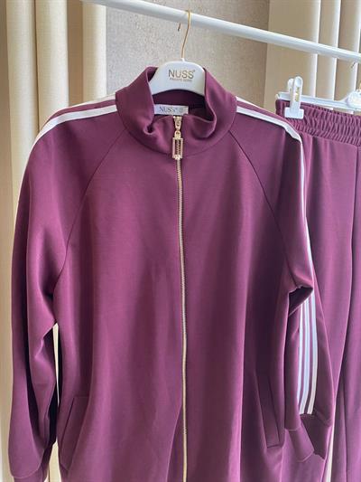Nuss 1092 Yanı Şerit Detaylı Pantolonlu Takım MÜRDÜM