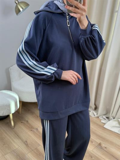 Nuss 1093 Şerit Detaylı Pantolonlu Takım Lacivert