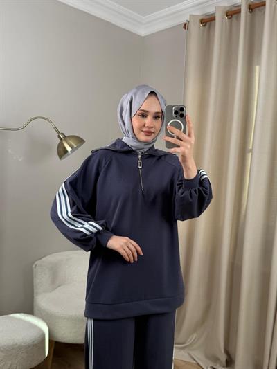 Nuss 1093 Şerit Detaylı Pantolonlu Takım Lacivert