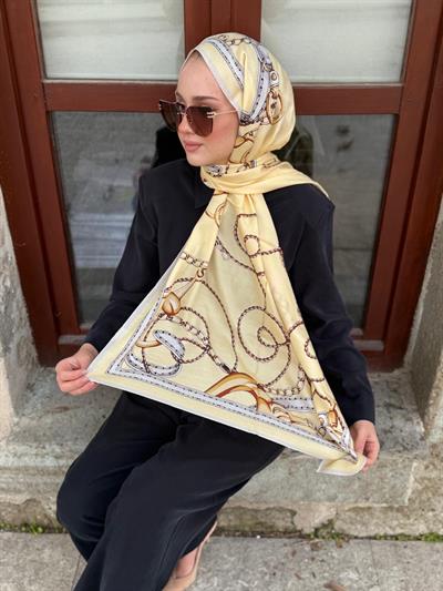 Wennora Lustre Etoile Zincir Desen Yün İpek Şal sarı