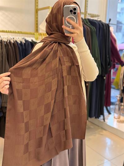 Wennora Paris Collection Dama Desen Şal Kahverengi