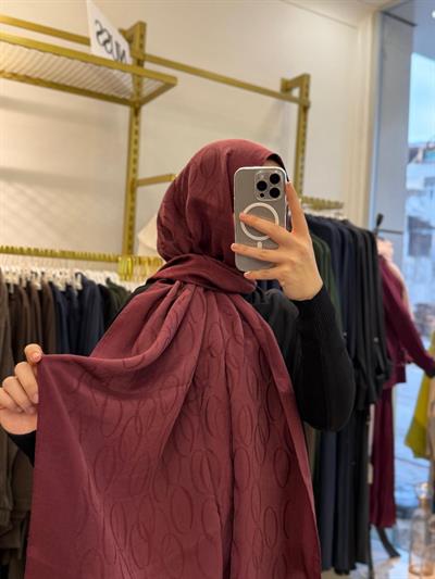 Wennora Paris Collection Halka Desen Şal Bordo