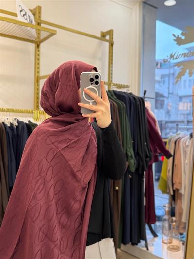 Wennora Paris Collection Halka Desen Şal Bordo