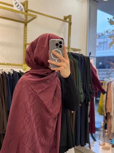 Wennora Paris Collection Halka Desen Şal Bordo