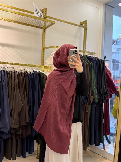 Wennora Paris Collection Halka Desen Şal Bordo