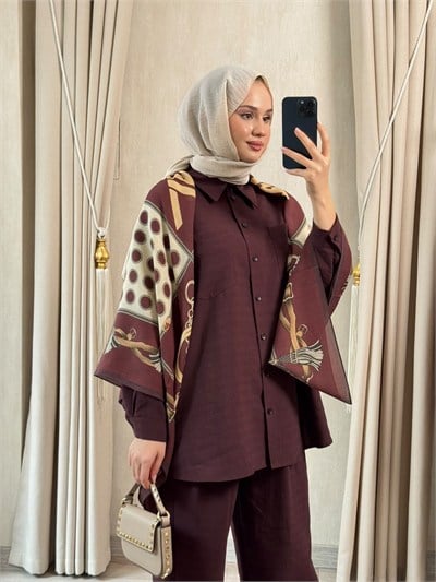 WENNORA W Omuz Şalı Bordo
