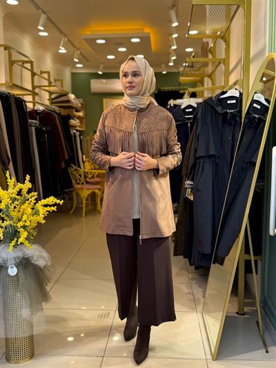 Sentez Queen Kısa Geniş Paça Pantolon 5565 Kahverengi