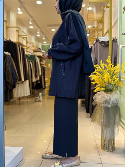 Sentez Queen Kısa Geniş Paça Pantolon 5565 Lacivert