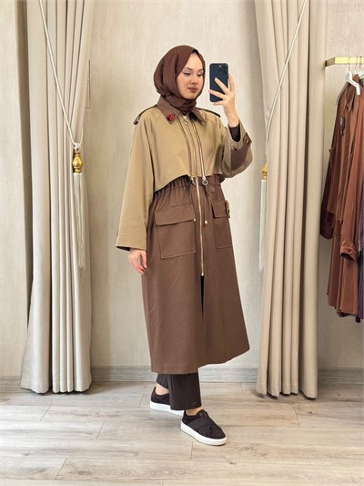 GHİSA  2714 Yeni Sezon Trenchkot Camel-Kahve
