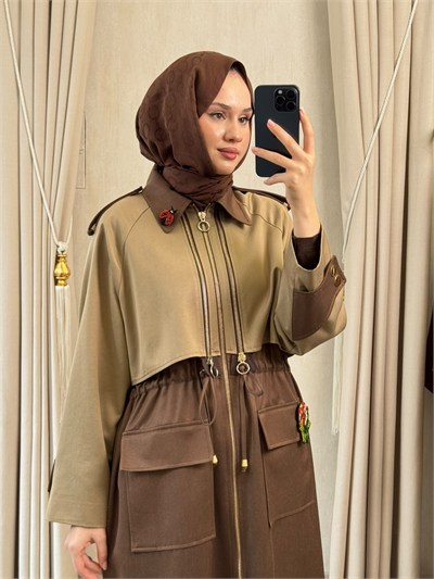 GHİSA  2714 Yeni Sezon Trenchkot Camel-Kahve