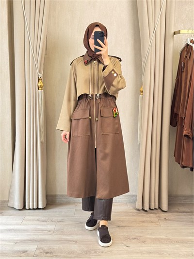 GHİSA  2714 Yeni Sezon Trenchkot Camel-Kahve