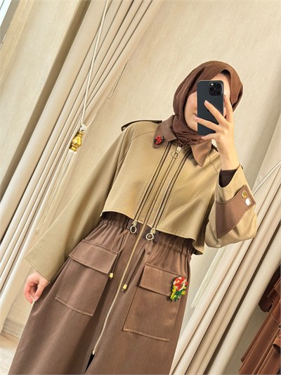 GHİSA  2714 Yeni Sezon Trenchkot Camel-Kahve