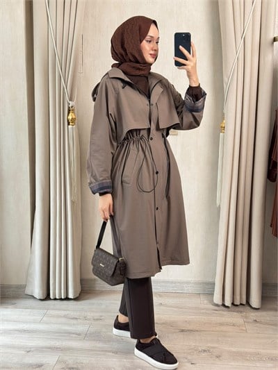 NUSS 6067 Kolu Ekose Detay Trench Truffe