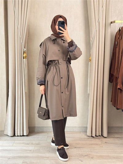 NUSS 6067 Kolu Ekose Detay Trench Truffe