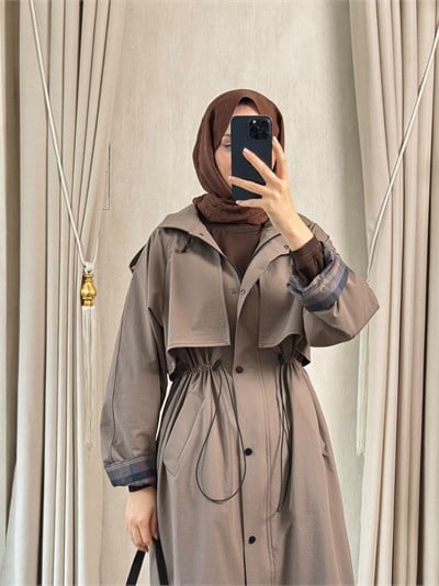 NUSS 6067 Kolu Ekose Detay Trench Truffe