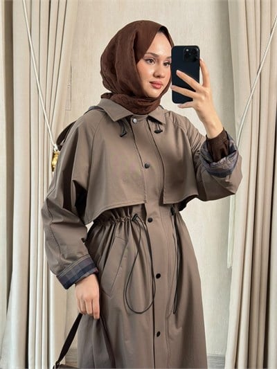 NUSS 6067 Kolu Ekose Detay Trench Truffe