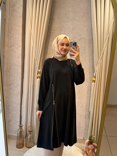 Behrem Büyük Beden Tesettür Tunik 20139 Siyah