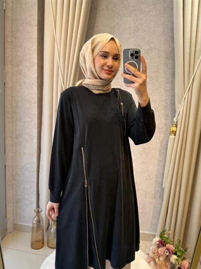 Behrem Büyük Beden Tesettür Tunik 20139 Siyah
