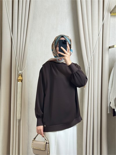 Ghisa 4488  Yaka Drapeli Tunik Kahverengi