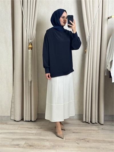 Ghisa 4488  Yaka Drapeli Tunik Lacivert
