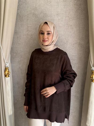 Nuss 3013 Jakar Detay Tunik Kahverengi