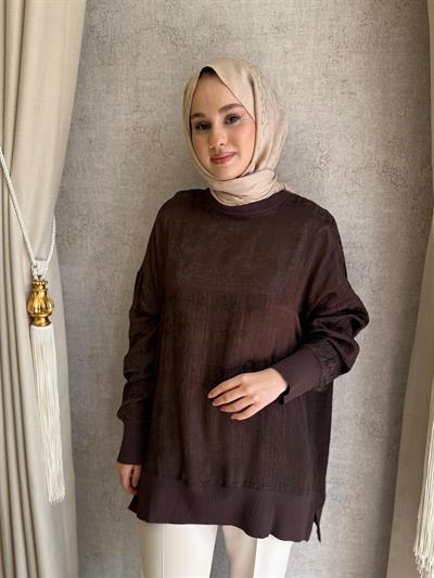 Nuss 3013 Jakar Detay Tunik Kahverengi
