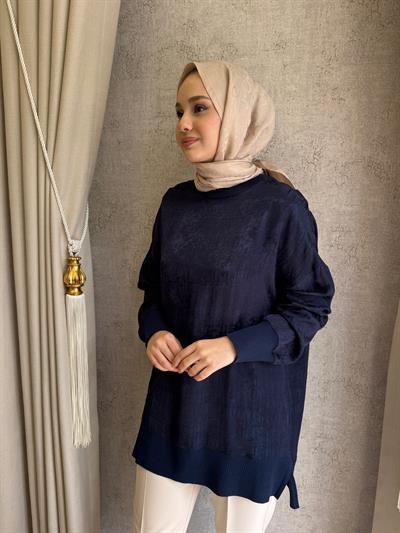 Nuss 3013 Jakar Detay Tunik Lacivert