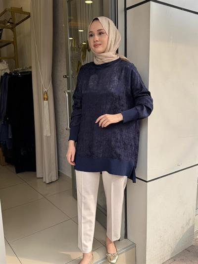 Nuss 3013 Jakar Detay Tunik Lacivert