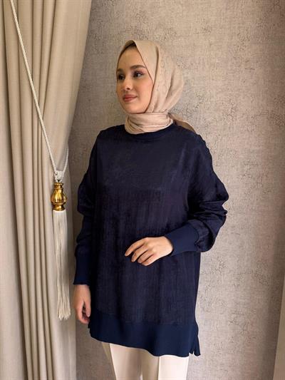 Nuss 3013 Jakar Detay Tunik Lacivert