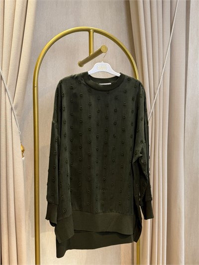 NUSS 3043 İpek Kupra Vegan Tunik Yeşil