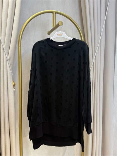 NUSS 3043 İpek Kupra Vegan Tunik Siyah