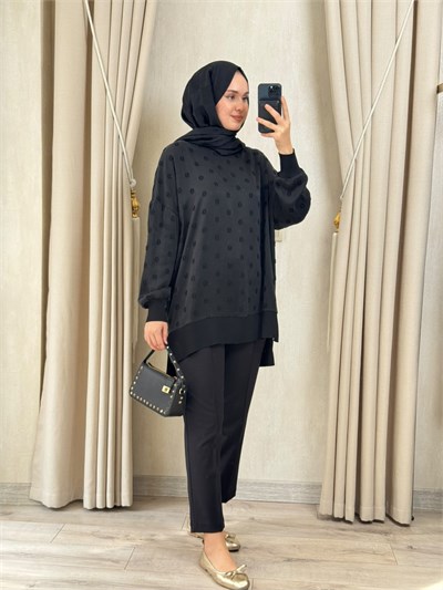 NUSS 3043 İpek Kupra Vegan Tunik Siyah