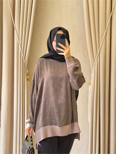NUSS 3043 İpek Kupra Vegan Tunik  Vizon