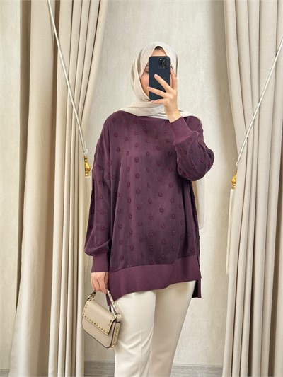 NUSS 3043 İpek Kupra Vegan Tunik Mürdüm