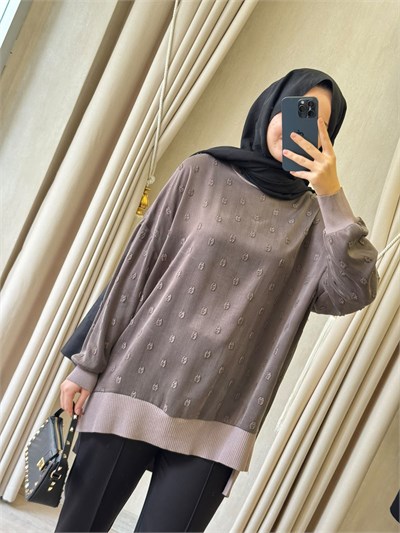 NUSS 3043 İpek Kupra Vegan Tunik  Vizon