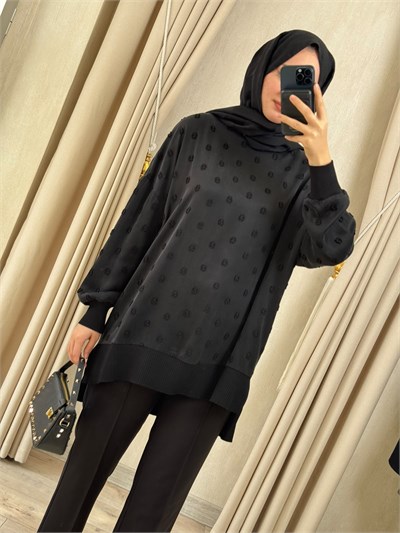 NUSS 3043 İpek Kupra Vegan Tunik Siyah