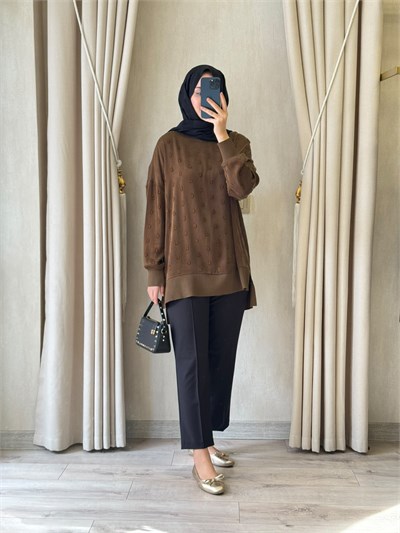 NUSS 3043 İpek Kupra Vegan Tunik Taba