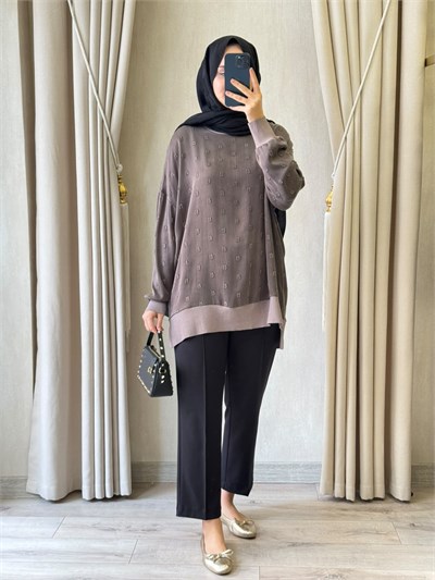NUSS 3043 İpek Kupra Vegan Tunik  Vizon