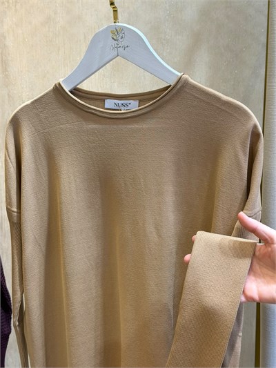 Nuss116 Lastik Kol Merserize Tunik Mocha