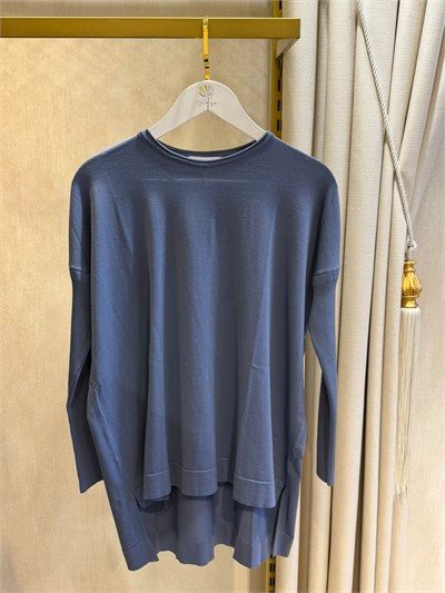 Nuss116 Lastik Kol Merserize Tunik İndigo