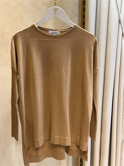 Nuss116 Lastik Kol Merserize Tunik Mocha