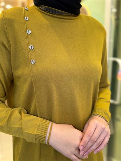 Tığ Triko Fırfır Detaylı Rayon Tunik 21797 Asit Yeşili