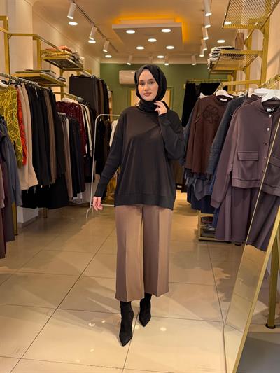 Tığ Triko Kumaş Garnili Rayon Bluz 21812 Siyah