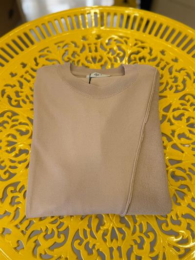 Tığ Triko Örgü Detaylı Rayon Tunik 21872 bej