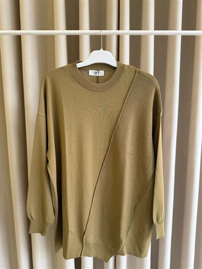 Tığ Triko Örgü Detaylı Rayon Tunik 21872 Olive