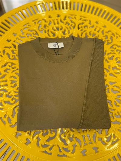 Tığ Triko Örgü Detaylı Rayon Tunik 21872 Olive