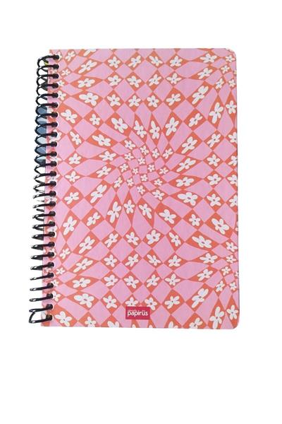 Papirüs Çiçek Spiralli  Sert Kapak 16X23 100 yaprak Kareli